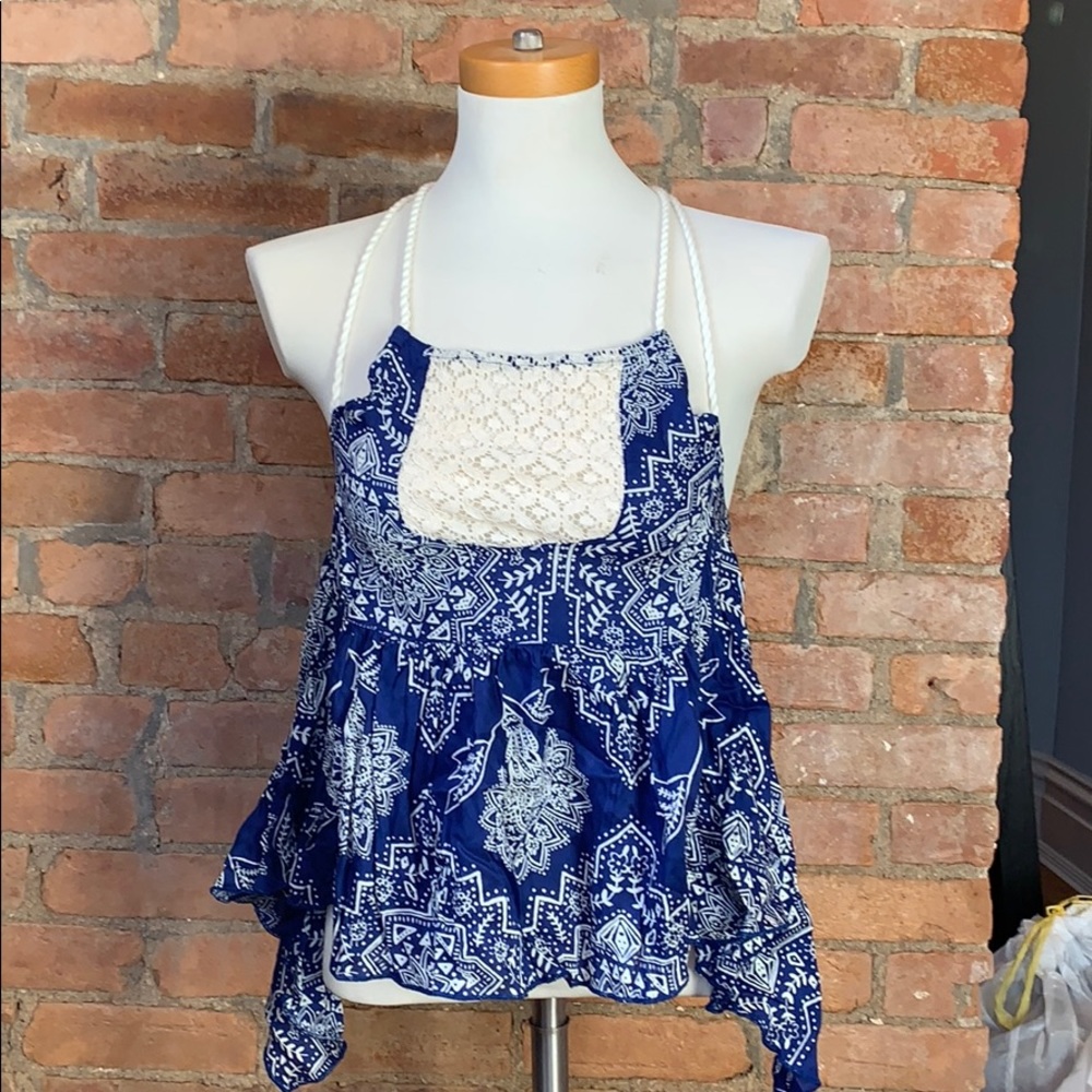 Rope strap print tank 💙